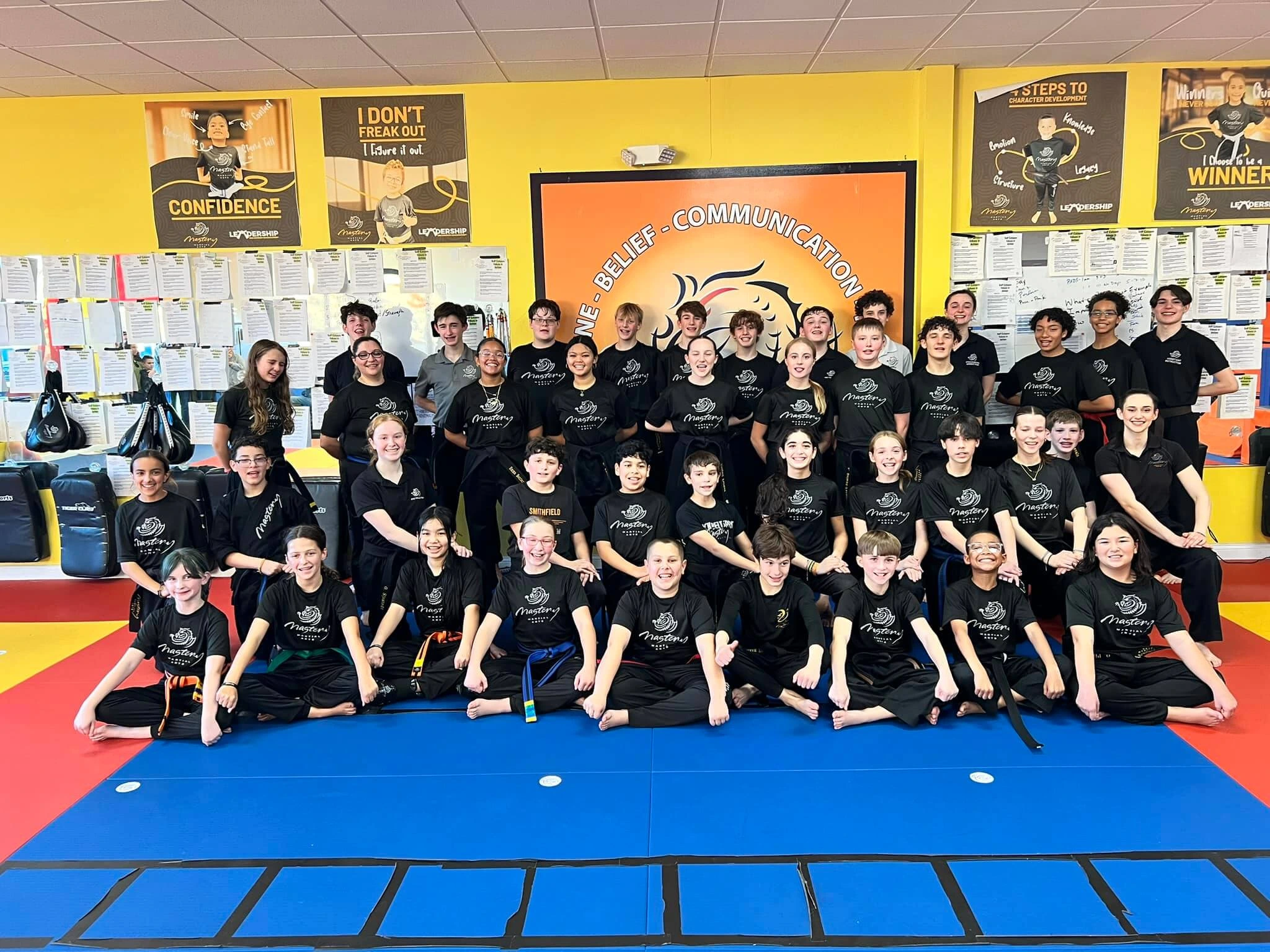 Teen martial arts group picture