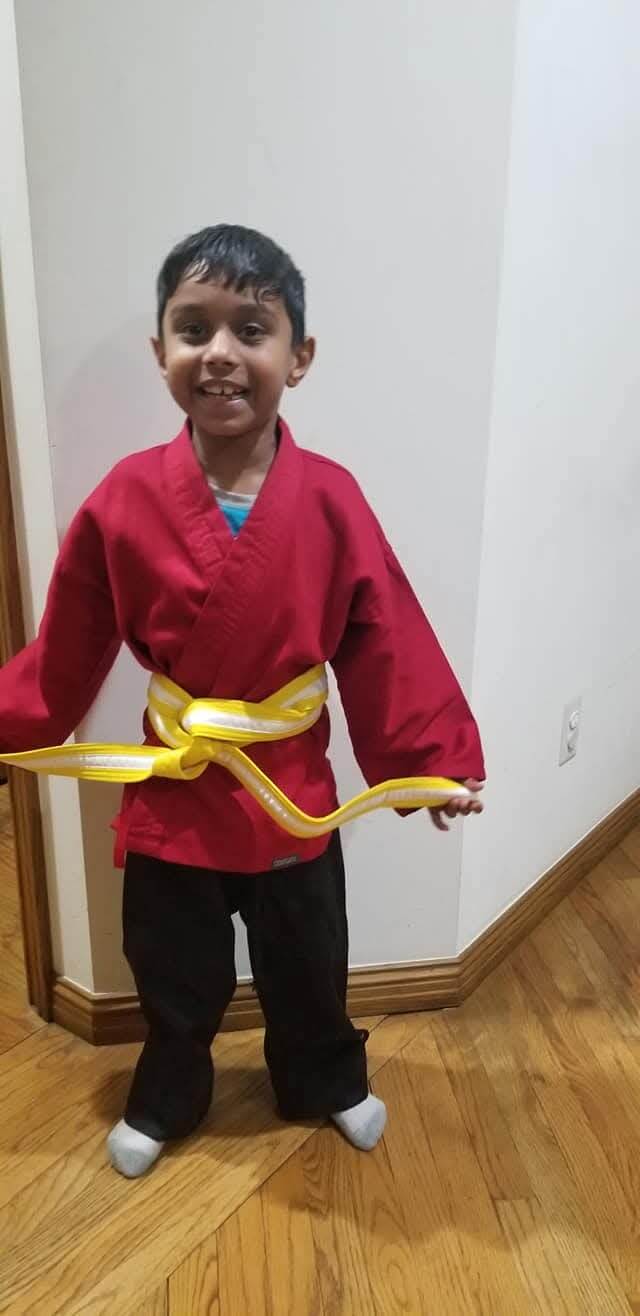 Dwij as a young White Belt student at Mastery Martial Arts Troy